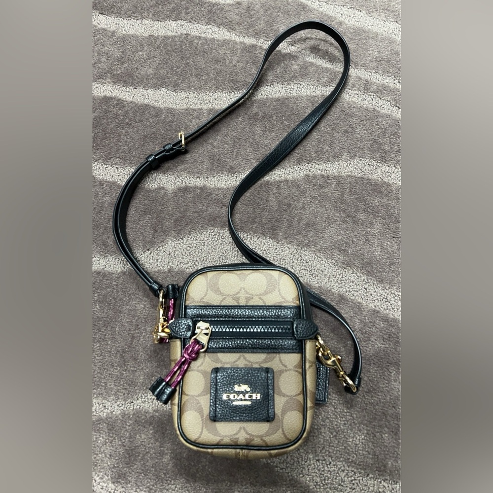 Coach Tan and Black Crossbody Bag